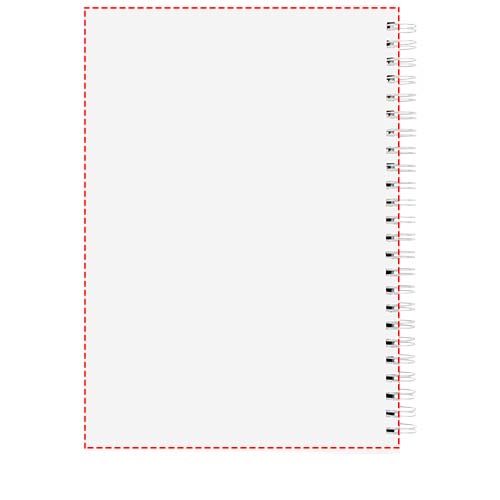 Standskizze: Druckverfahren Offsetdruck vollfarbig auf Position „Rückseite (max. 154 x 215 mm)“ – Wiro A5 Notizblock mit Hardcover und Spiralbindung