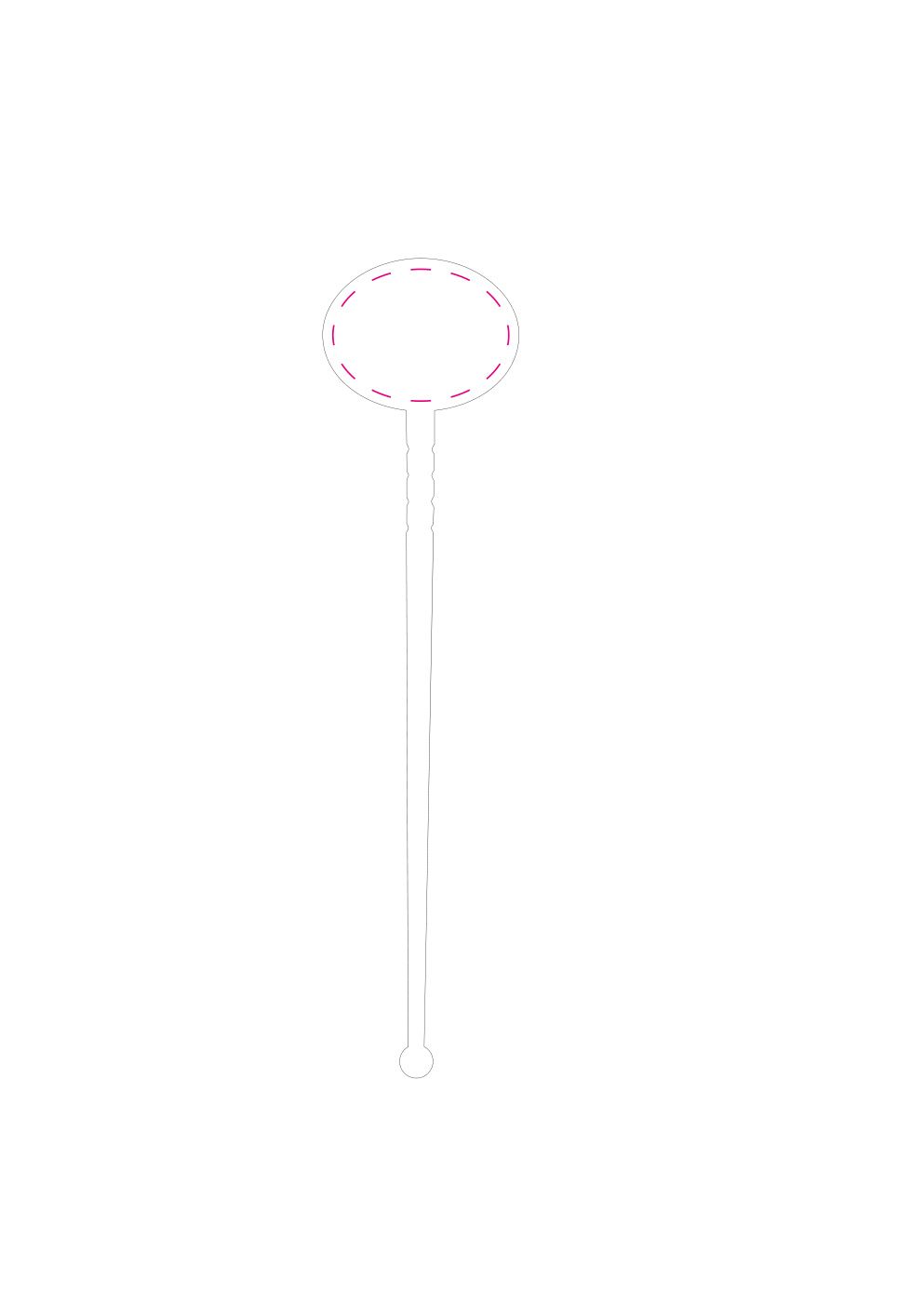 Standskizze: Druckposition „mittig (max. 40×30 mm)“ – Cocktail-Rührstab Oval – Kunststoff 187 mm, bedruckbar