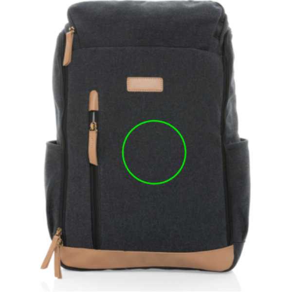 Standskizze: Druckverfahren Bestickung auf Position „Artikel Vorderseite“ – Impact AWARE™ 16 oz. Laptop-Rucksack 15 Zoll aus recyceltem Canvas, bedruckbar