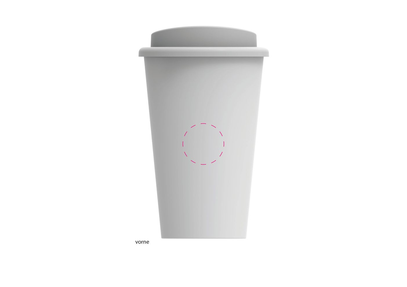 Standskizze: Druckposition „seitlich (max. Ø 30 mm)“ – Kaffeebecher Premium 0,35 l – doppelwandig mit Schraubdeckel