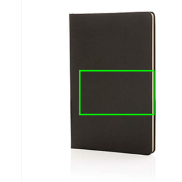 Standskizze: Druckverfahren Heißprägung auf Position „Artikel Vorderseite Mitte“ – XD Collection A5 Hardcover-Notizbuch mit Lesezeichenband – bedruckbar