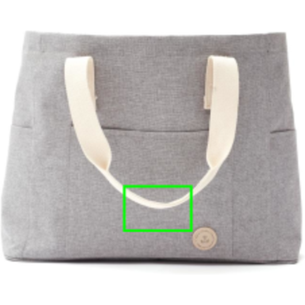 Standskizze: Druckverfahren Siebdruck Transfer auf Position „Tasche“ – VINGA Sortino Strandtasche aus PET mit Reißverschlussfach