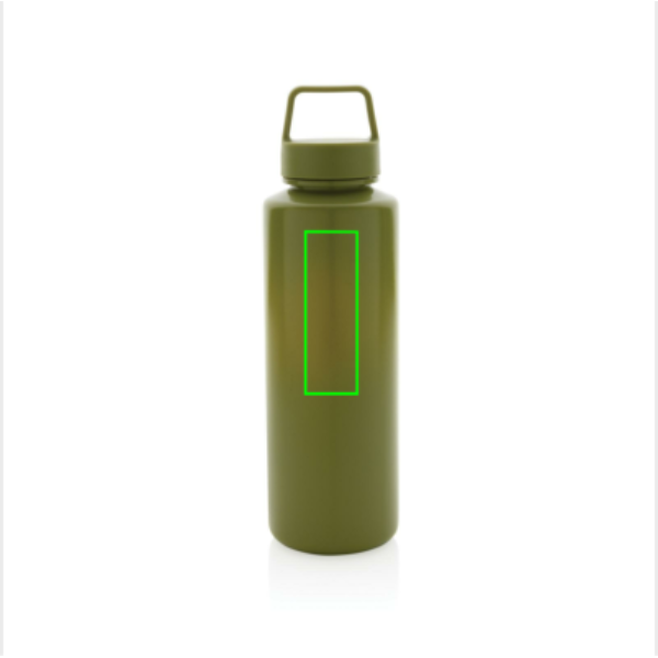 Standskizze: Druckverfahren Tampondruck auf Position „Artikel Rückseite oben (max. 20 x 60 mm)“ – XD Collection Wasserflasche mit Henkel 500 ml aus 97 % RCS-rPP