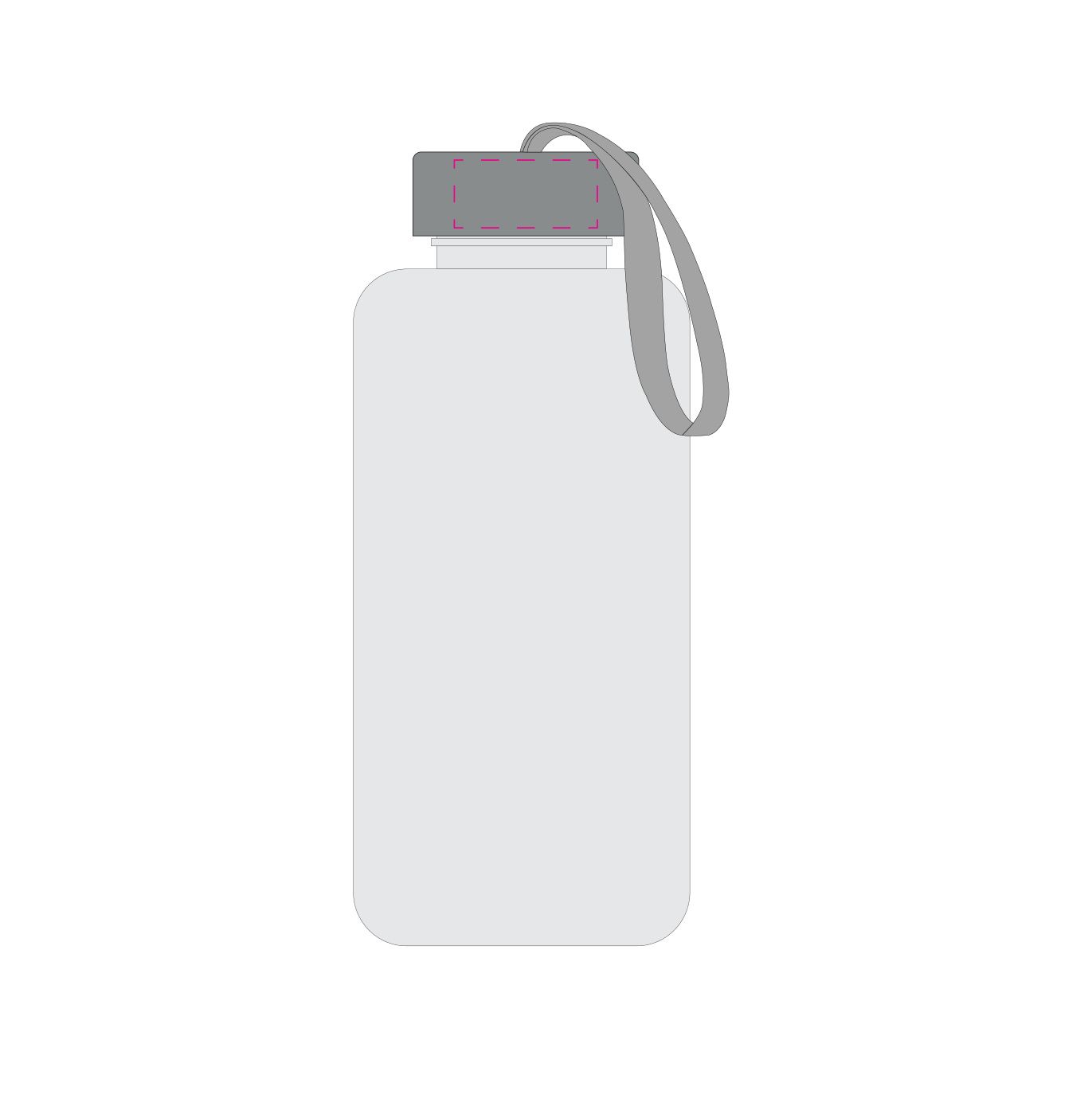 Standskizze: Druckposition „seitlich auf Deckel (max. 38×18 mm)“ – Trinkflasche „Pure” 1,0 l – Tritan™ mit Edelstahl-Deckel