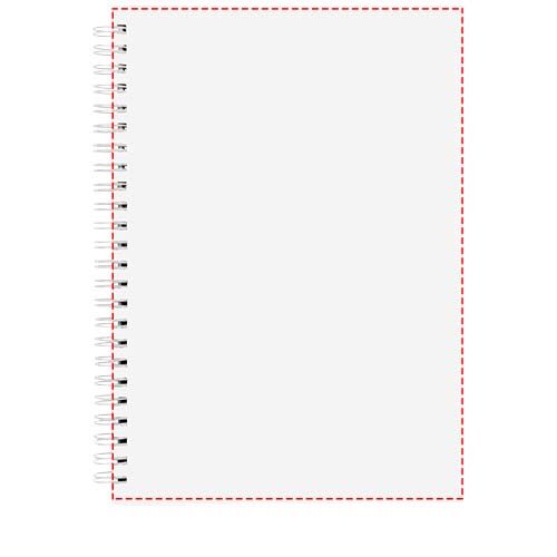 Standskizze: Druckverfahren Offsetdruck vollfarbig auf Position „Blätter (max. 148 x 210 mm)“ – Wiro A5 Notizblock mit Hardcover und Spiralbindung