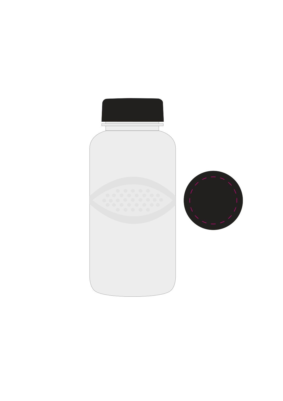 Standskizze: Druckposition „auf Deckel (max. Ø 40 mm)“ – Trinkflasche Carve Refresh 500 ml – Tritan mit ABS-Deckel