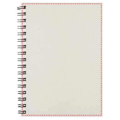 Standskizze: Druckverfahren Digitaldruck auf Papier auf Position „Vorderseite“ – Desk-Mate® A6 farbiges Notizbuch mit Spiralbindung
