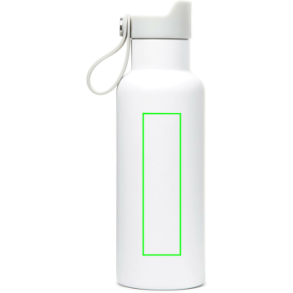 Standskizze: Druckverfahren Lasergravur auf Position „Artikelseite links“ – VINGA Balti Thermosflasche 500 ml — doppelwandig, vakuumisoliert, mit Logo veredelbar