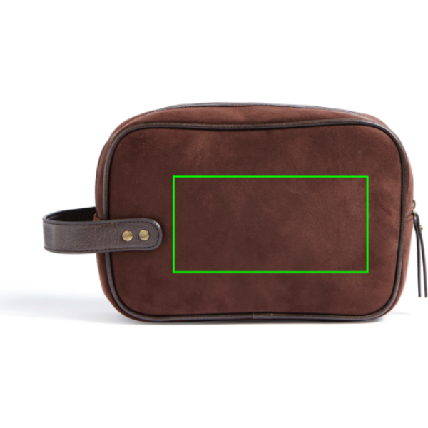 Standskizze: Druckverfahren Digital Transfer auf Position „Artikel Rückseite (max. 120 x 60 mm)“ – VINGA Hunton Kosmetiktasche aus Wildlederimitat mit Logodruck