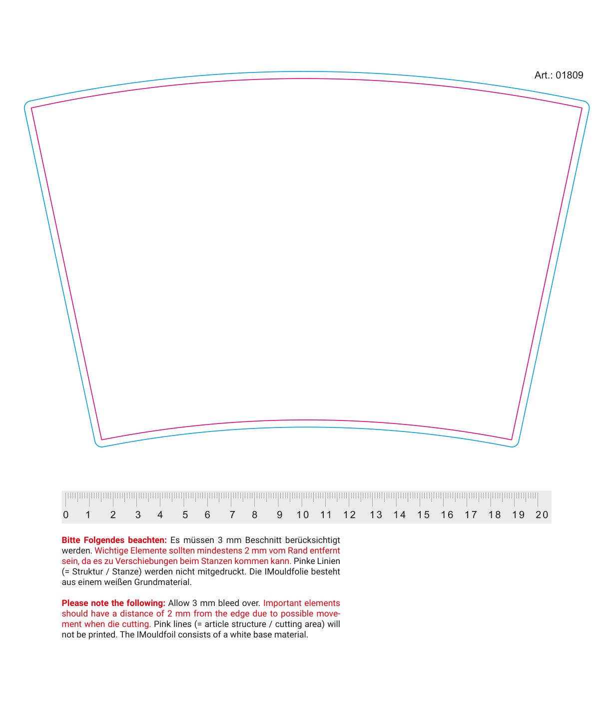 Standskizze: Druckposition „rundum (max. 238×158 mm)“ – Mehrwegbecher ToGo 400 ml – Kunststoff, spülmaschinengeeignet