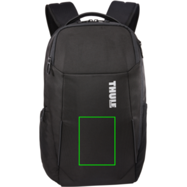 Standskizze: Druckverfahren Siebdruck Transfer auf Position „Artikel Vorderseite (max. 90 x 120 mm)“ – Thule Accent Laptop-Rucksack 23 L aus recyceltem PET mit Logo