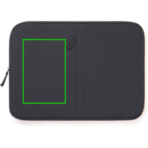 Standskizze: Druckverfahren Bestickung auf Position „Artikel Vorderseite links“ – KENTO URBAN Laptop-Sleeve 15,6" aus RCS-recyceltem Nylon mit Logo-Werbeanbringung