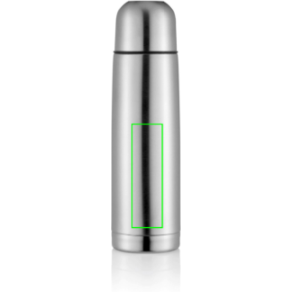 Standskizze: Druckverfahren Lasergravur auf Position „Artikel Rückseite unten“ – Isolierflasche Mono 500 ml, doppelwandig vakuumisoliert mit Druckverschluss und Trinkbecher — XD Collection