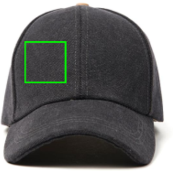 Standskizze: Druckverfahren Siebdruck Transfer auf Position „Artikel Vorderseite rechts (max. 50 x 50 mm)“ – VINGA Bosler AWARE Canvas-Cap aus recycelter Baumwolle, bedruckbar