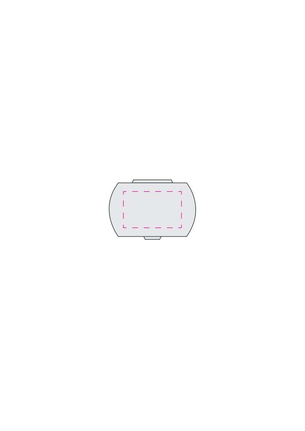 Standskizze: Druckposition „mittig auf Deckel (max. 40×25 mm)“ – Aufbewahrungsdose Duo – Kunststoff mit 2 Fächern und Klickverschluss