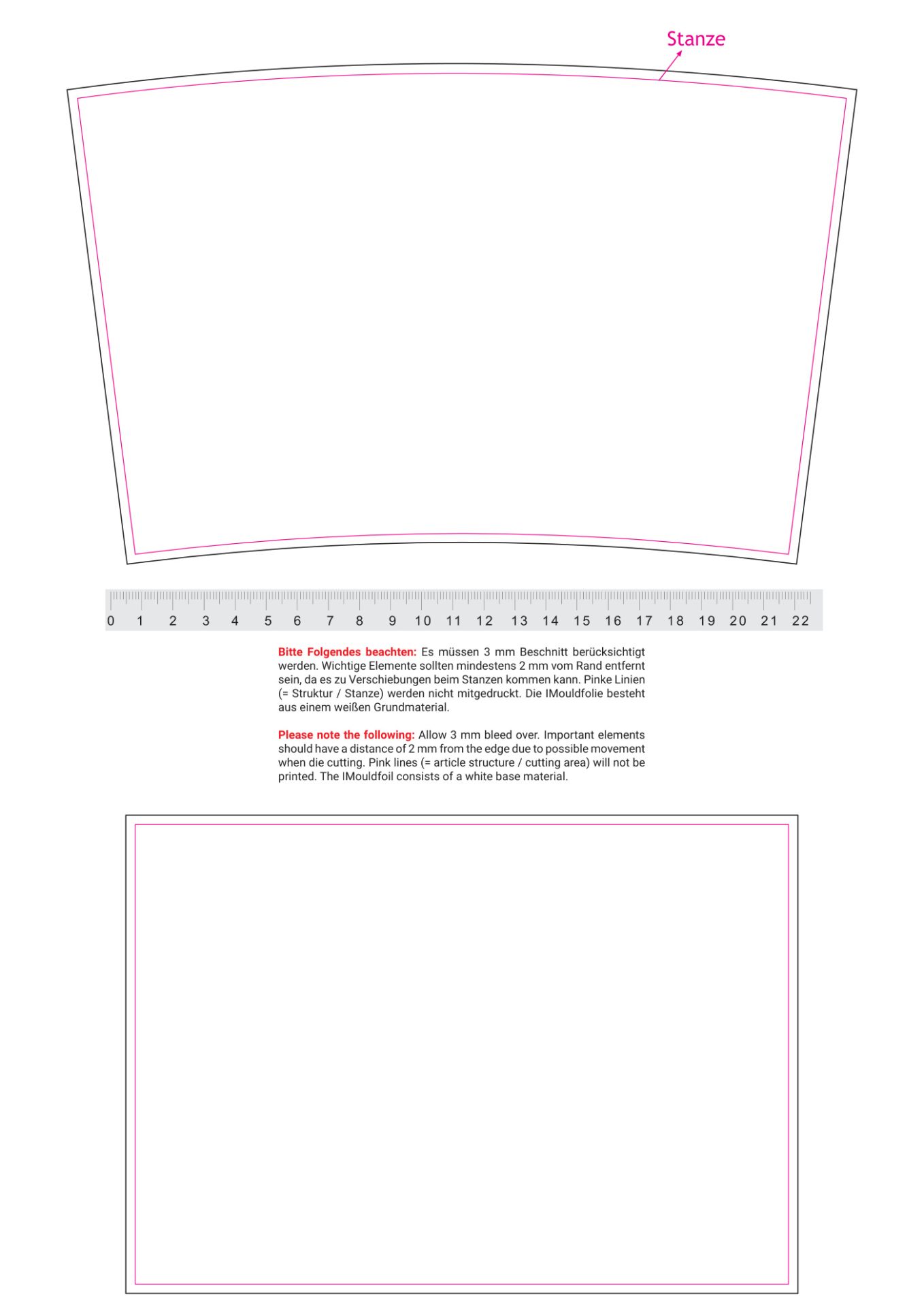 Standskizze: Druckposition „mittig (max. 220×155 mm)“ – Pfandbecher 0,5 l – stapelbarer Mehrwegbecher aus Kunststoff