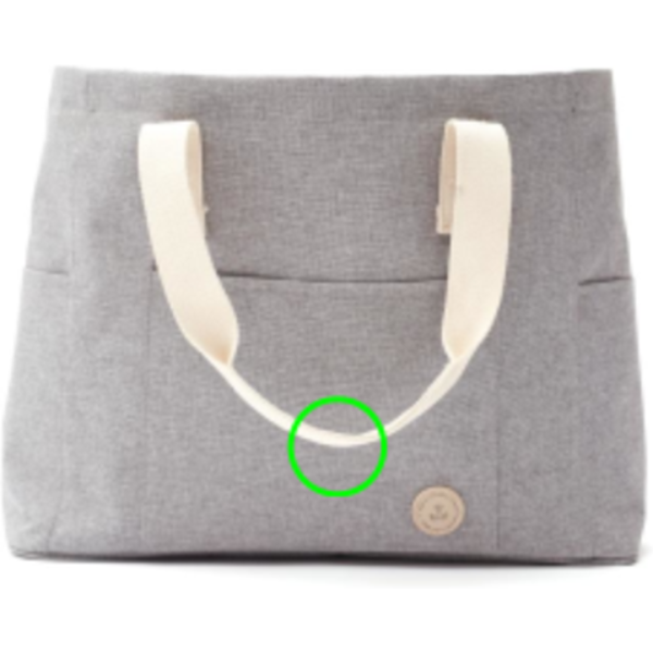 Standskizze: Druckverfahren Bestickung auf Position „Tasche“ – VINGA Sortino Strandtasche aus PET mit Reißverschlussfach