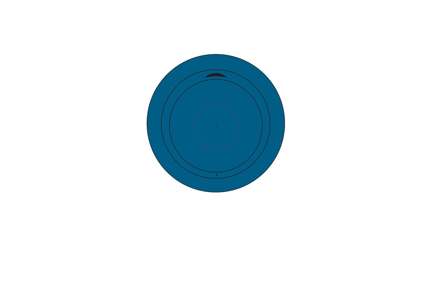 Standskizze: Druckposition „in Deckel (Anspritzpunkt ausgespart) (max. Ø 30 mm)“ – Kaffeebecher Premium Small Upcycling 0,25 l – doppelwandig, Made in Germany