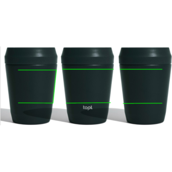 Standskizze: Druckverfahren Siebdruck-gerundet auf Position „Artikel“ – Topl Thermobecher 236 ml aus recyceltem Edelstahl mit 360°-Deckel
