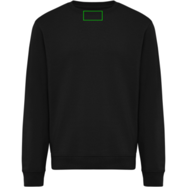 Standskizze: Druckverfahren Siebdruck Transfer auf Position „Im Nacken (max. 80 x 40 mm)“ – IQONIQ Torla Rundhals-Pullover aus Baumwolle, 340 g/m², bedruck- und bestickbar