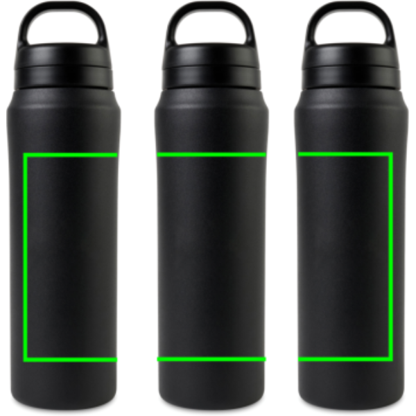 Standskizze: Druckverfahren 360°-Rundum-Digitaldruck auf Position „Artikel (max. 205 x 110 mm)“ – Aviana Rowan RCS recycelte Wasserflasche 470 ml mit Logo-Veredelung