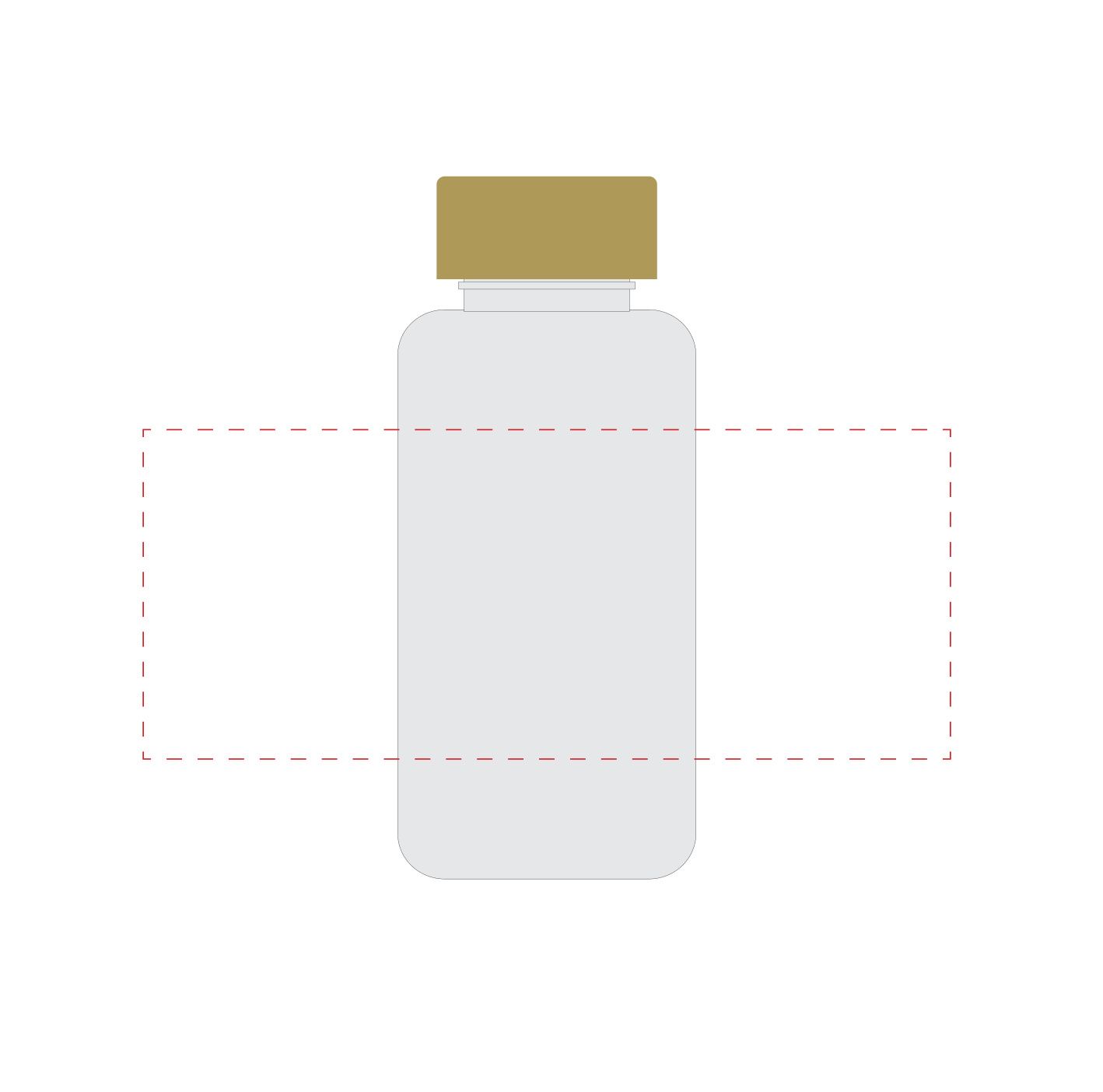 Standskizze: Druckposition „mittig auf Flasche (max. 220×90 mm)“ – Tritan-Trinkflasche Natural 700 ml – mit Bambusdeckel, auslaufsicher
