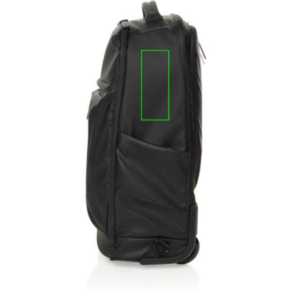 Standskizze: Druckverfahren Siebdruck Transfer auf Position „Artikel rechte Seite oben (max. 40 x 100 mm)“ – Swiss Peak OSLO RCS Rucksack-Trolley mit 16-Zoll-Laptopfach, bedruckbar