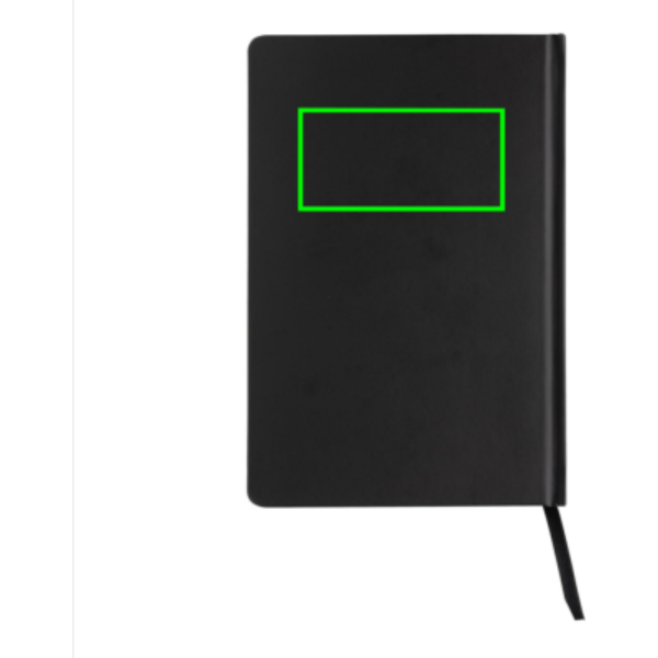Standskizze: Druckverfahren Tampondruck auf Position „Artikel Rückseite oben“ – XD Collection Impact A5 Hardcover-Notizbuch aus Steinpapier