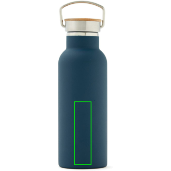 Standskizze: Druckverfahren Lasergravur auf Position „Artikel Vorderseite unten“ – VINGA Miles Thermosflasche 500 ml mit Bambusdeckel – bedruckbar mit Logo