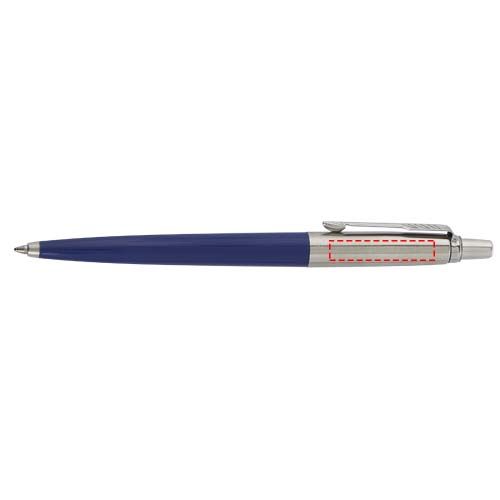 Standskizze: Druckverfahren Lasergravur auf Position „Kappe (max. 30 x 6 mm)“ – Parker Jotter Recycled Kugelschreiber (blaue Mine)