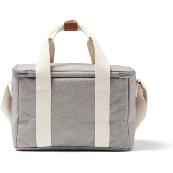Standskizze: Druckverfahren Siebdruck Transfer auf Position „Artikel Rückseite (max. 70 x 60 mm)“ – VINGA Sortino City Cooler – Kühltasche aus PET mit PEVA-Polsterung