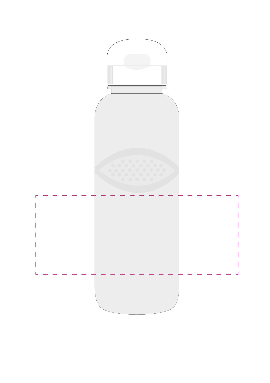 Standskizze: Druckposition „mittig (max. 180×70 mm)“ – Tritan-Trinkflasche Carve Sports 700 ml – Made in Germany