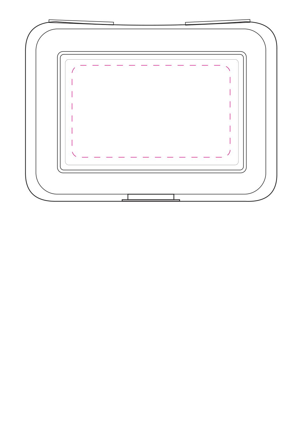 Standskizze: Druckposition „mittig auf Deckel (max. 110×64 mm)“ – Vorratsdose School-Box groß – Brotzeitdose mit Klickverschluss, 177 × 133 × 69 mm