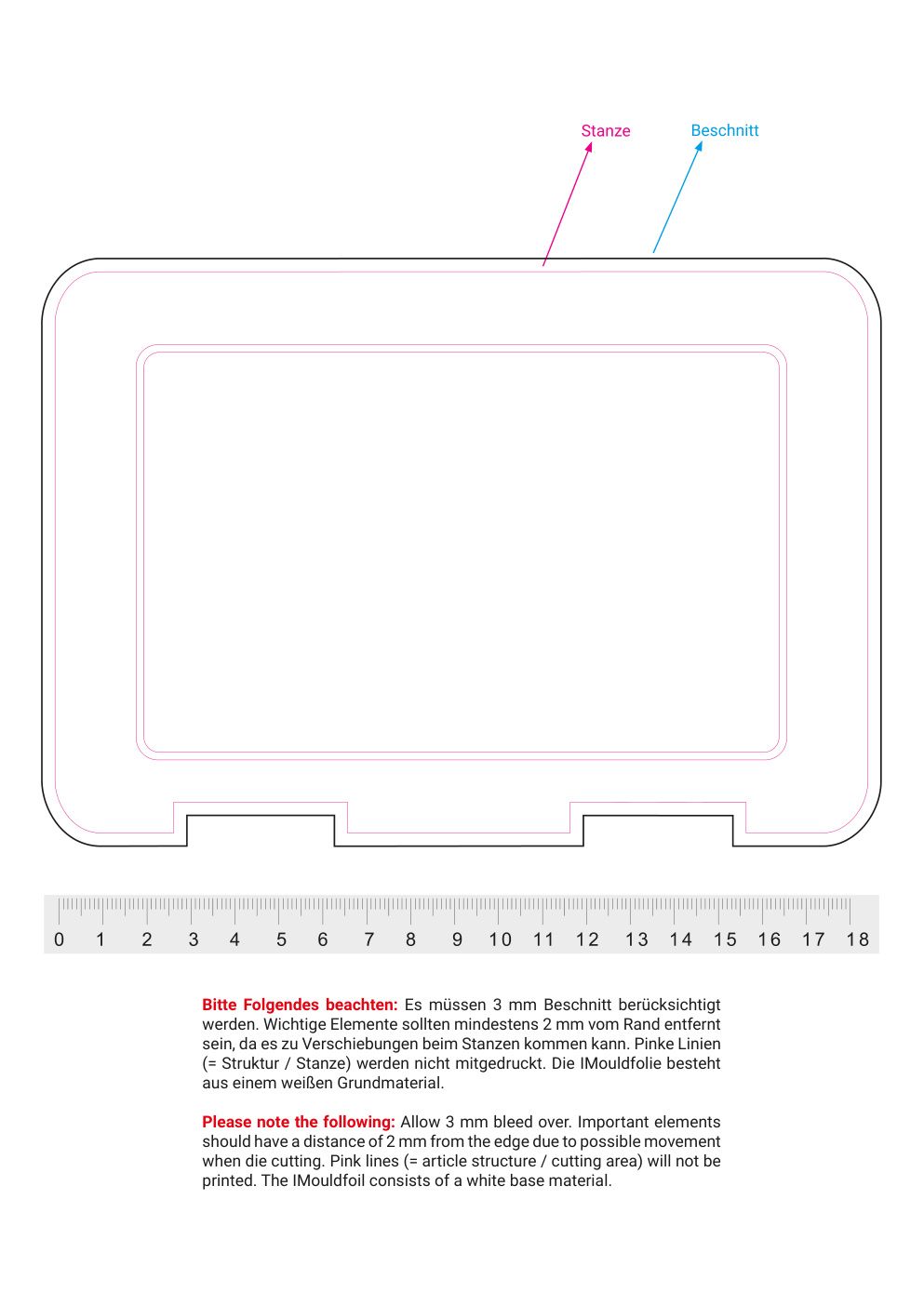 Standskizze: Druckposition „mittig auf Deckel (max. 191×134 mm)“ – Vorratsdose Snack-Box 180 × 125 mm – Brotdose mit 2 Klickverschlüssen