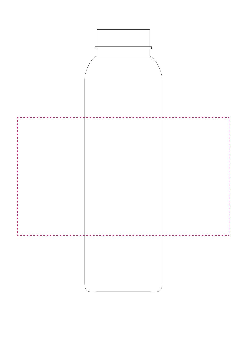 Standskizze: Druckposition „rundum (max. 180×100 mm)“ – Trinkflasche Active Wave 650 ml – Tritan, Made in Germany