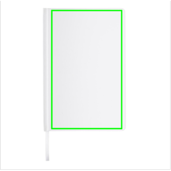 Standskizze: Druckverfahren Digitalprint auf Position „Artikel Vorderseite (max. 124 x 208 mm)“ – XD Collection Impact A5 Hardcover-Notizbuch aus Steinpapier