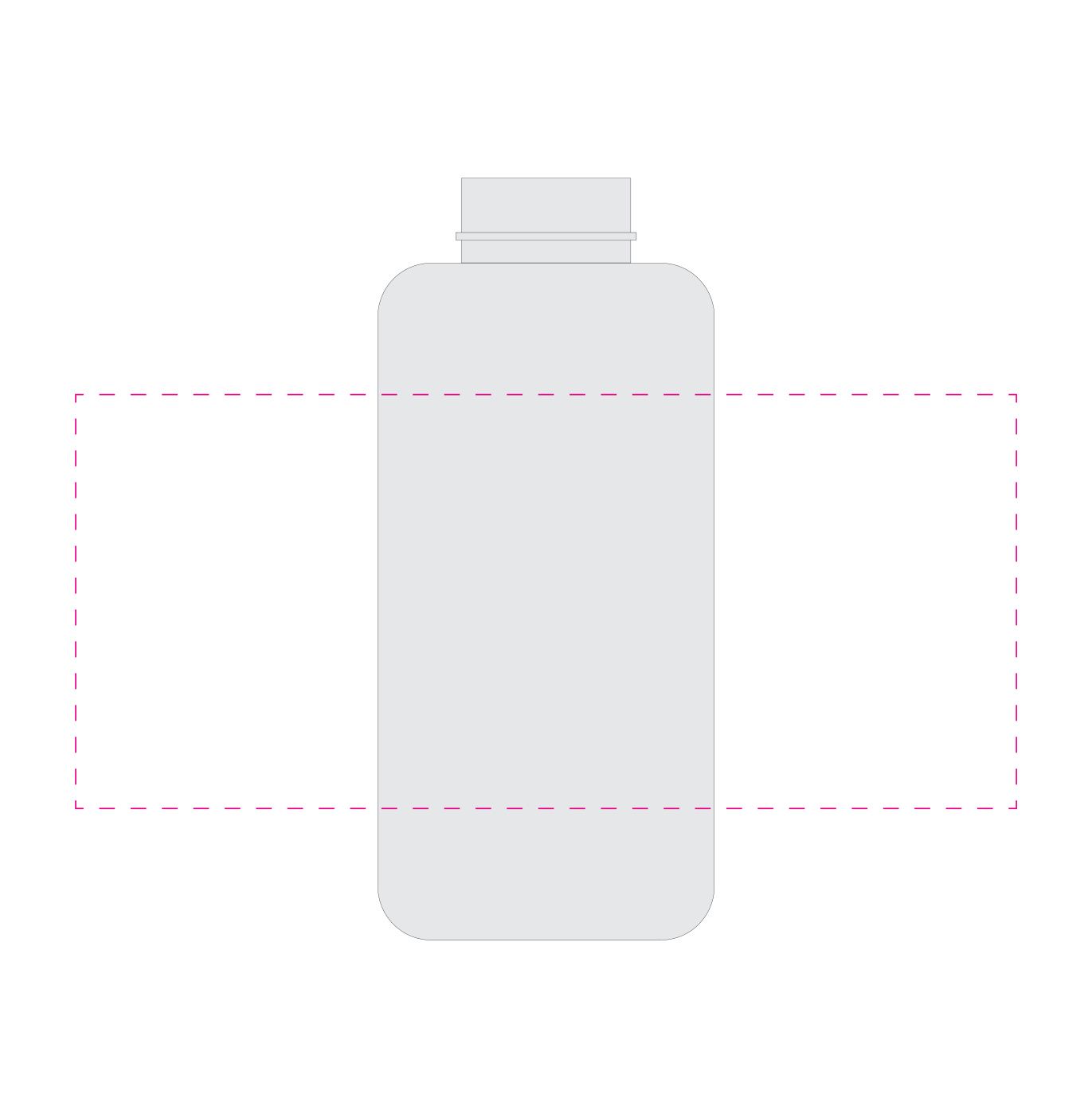 Standskizze: Druckposition „rundum (max. 250×110 mm)“ – Trinkflasche „Pure” 1,0 l – Tritan™ mit Edelstahl-Deckel