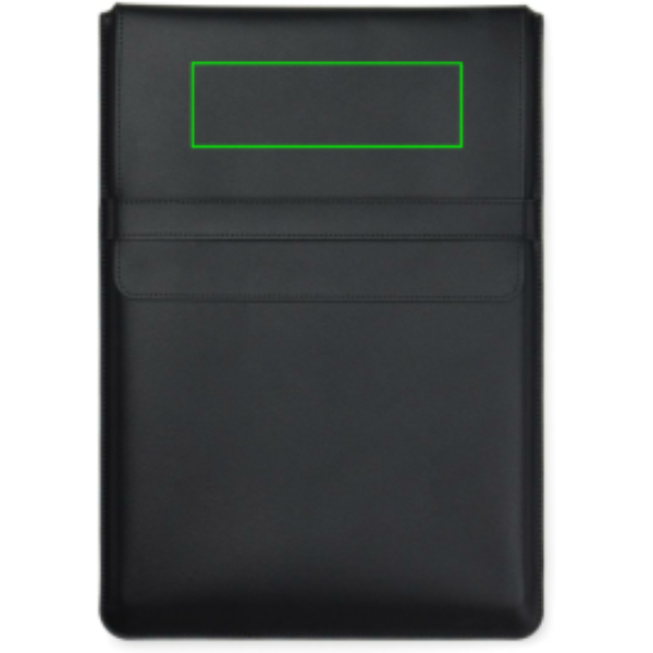 Standskizze: Druckverfahren Siebdruck Transfer auf Position „Artikel Vorderseite oben“ – VINGA Timo 14 Zoll Laptop-Sleeve aus 49 % recyceltem rPET — bedruckbar