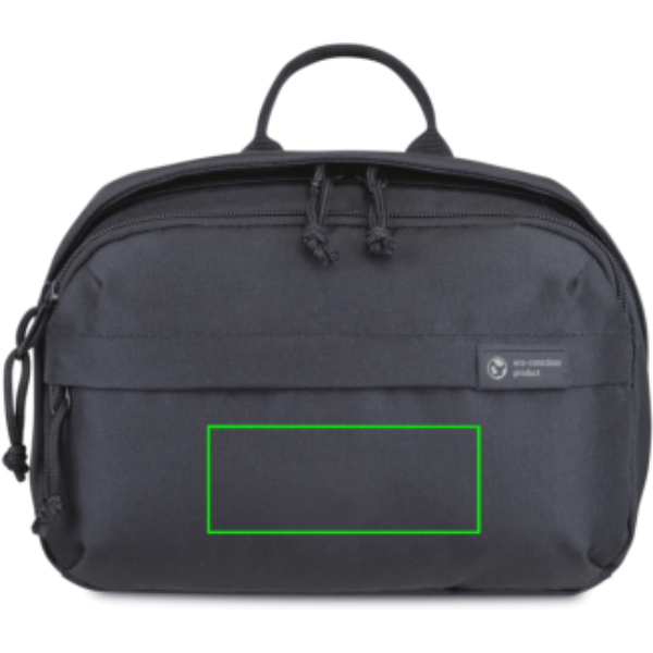 Standskizze: Druckverfahren Siebdruck Transfer auf Position „Artikel Vorderseite (max. 100 x 40 mm)“ – XD Collection Renew AWARE rPET Kulturtasche – Kosmetiktasche zum Bedrucken