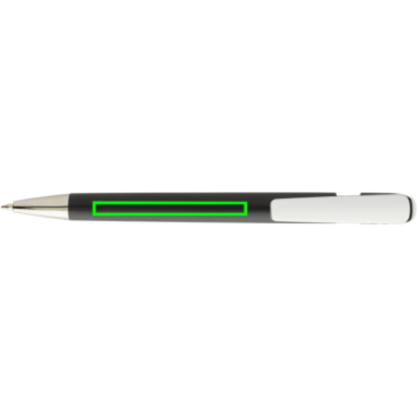 Standskizze: Druckverfahren Tampondruck auf Position „vor dem Clip (max. 50 x 5 mm)“ – Glide GRS-Kugelschreiber aus recyceltem ABS mit Metallclip (XD Collection)