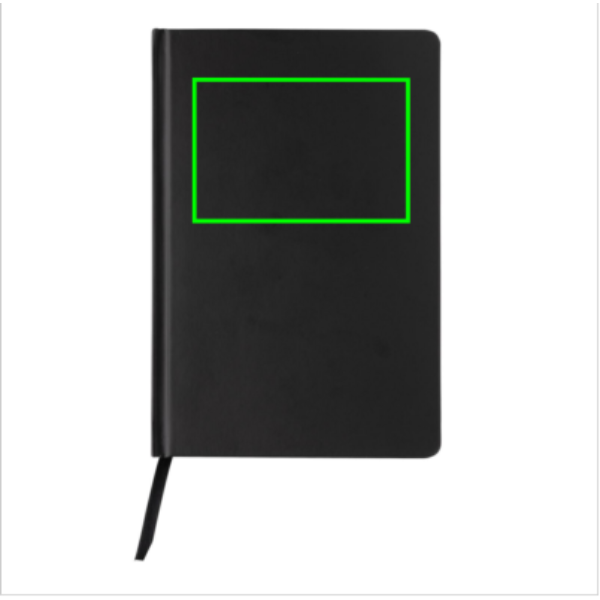 Standskizze: Druckverfahren Heißprägung auf Position „Artikel Vorderseite oben“ – XD Collection Impact A5 Hardcover-Notizbuch aus Steinpapier
