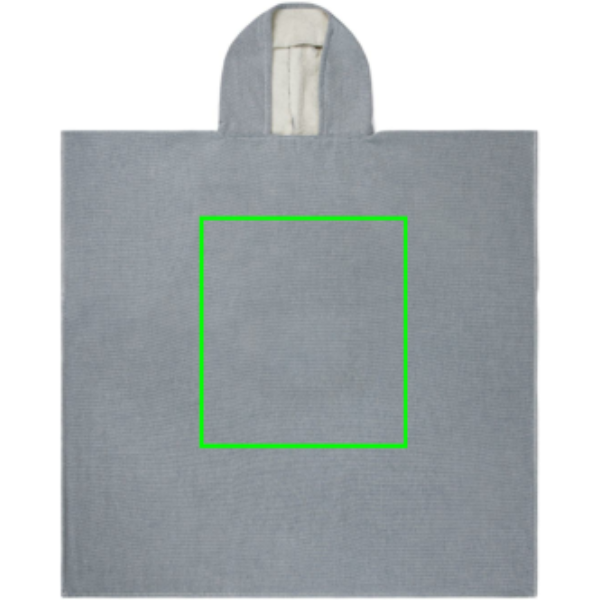 Standskizze: Druckverfahren Siebdruck Transfer auf Position „Artikel Vorderseite“ – VINGA Tolo Hamam Frottee Strandponcho gelb, 100 × 95 cm, OEKO-TEX