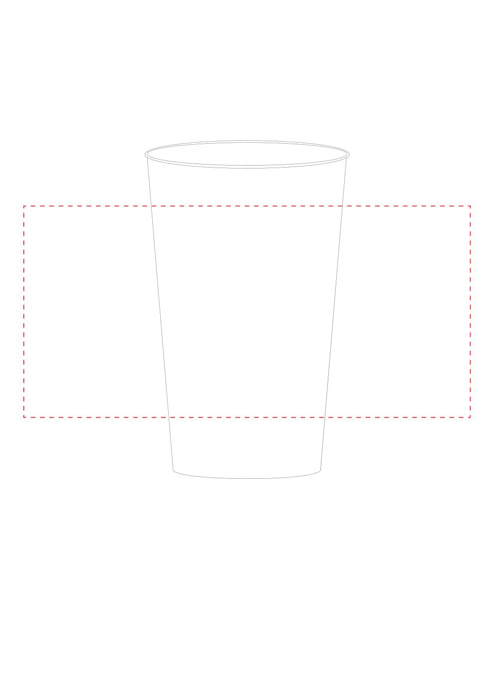 Standskizze: Druckposition „rundum (max. 190×90 mm)“ – Trinkbecher Colour 0,4 l – stapelbar, in 6 Farben