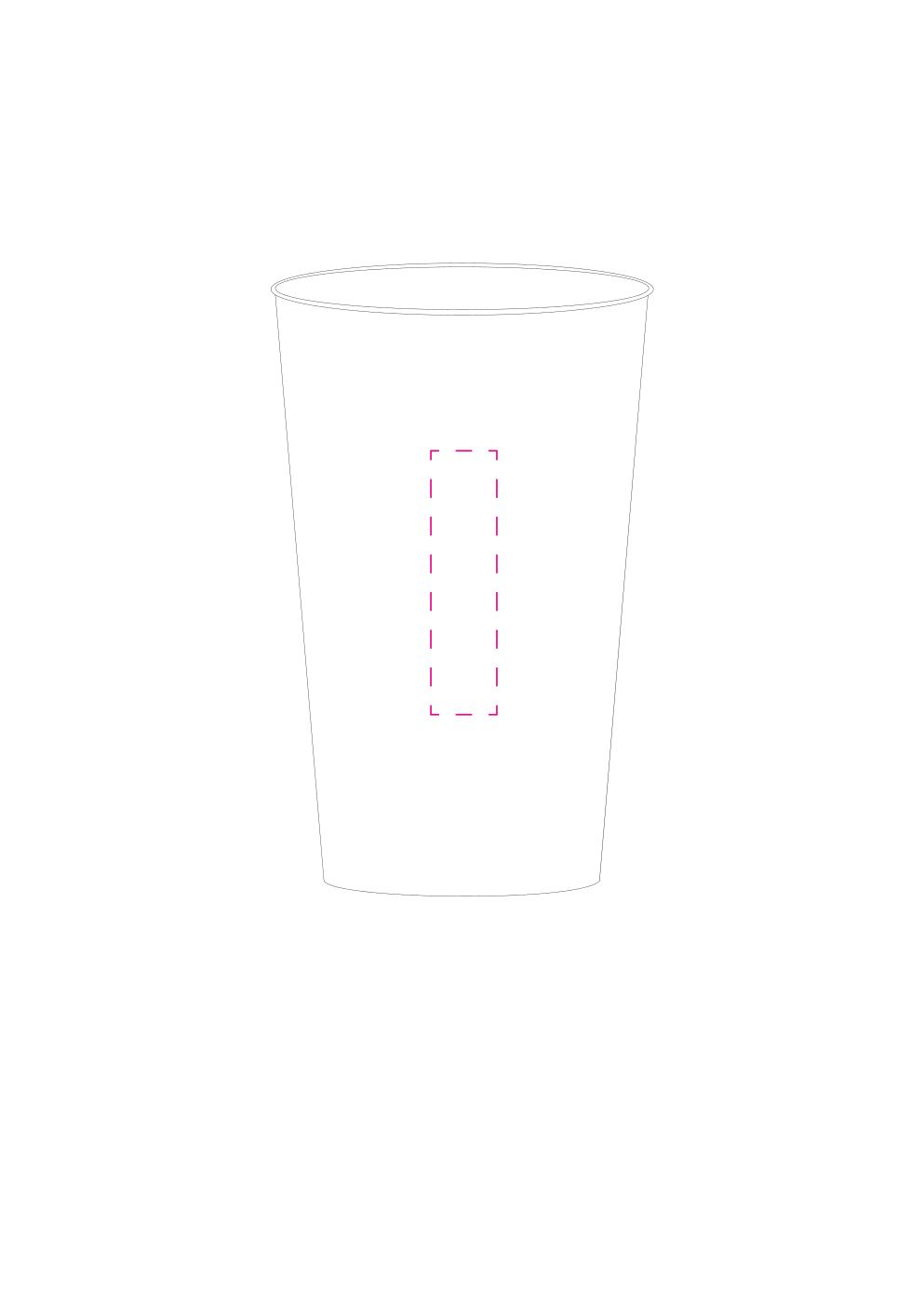 Standskizze: Druckposition „seitlich hochkant (max. 15×60 mm)“ – Trinkbecher Colour 0,4 l – stapelbar, in 6 Farben
