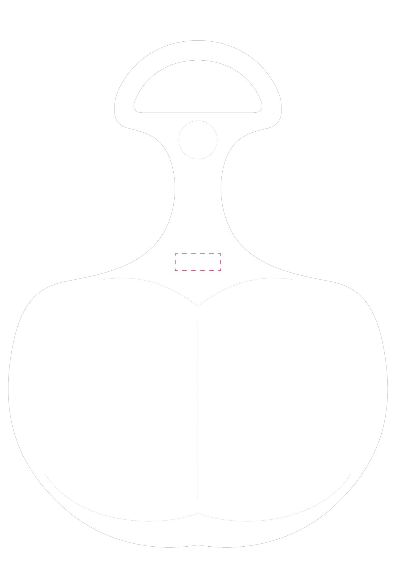 Standskizze: Druckposition „über Sitzfläche (max. 40×15 mm)“ – Schneeflitzy „Standard” – Kunststoff-Schlitten 44 cm mit Haltegriff