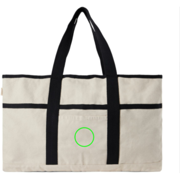 Standskizze: Druckverfahren Bestickung auf Position „Tasche“ – VINGA Volonne AWARE Strandtasche aus 100 % recyceltem Canvas bedruckbar