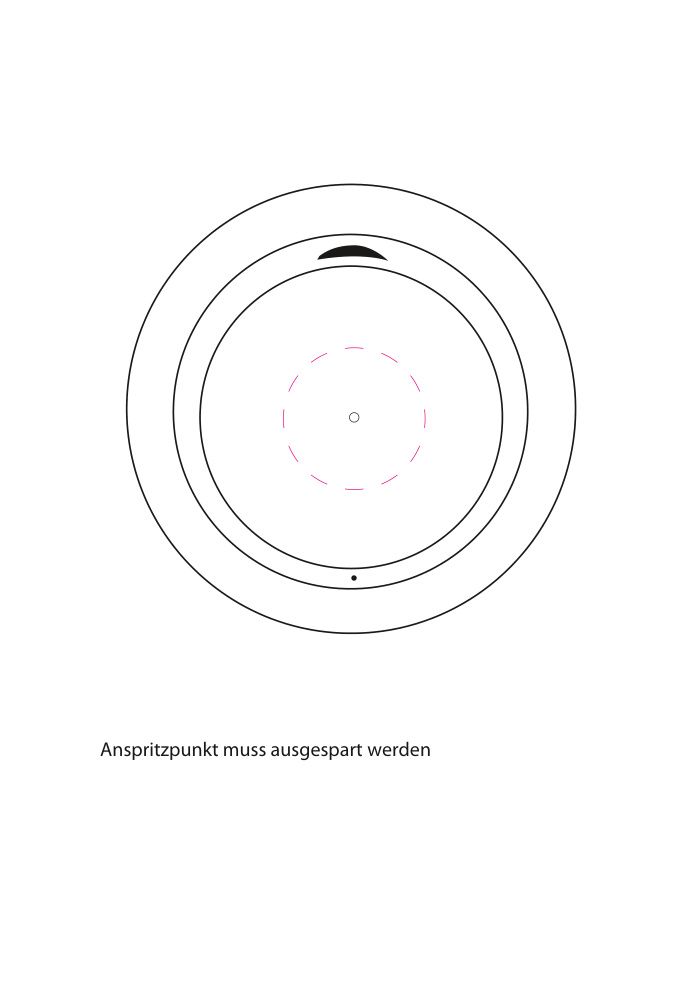 Standskizze: Druckposition „in Deckel (Anspritzpunkt ausgespart) (max. Ø 30 mm)“ – Kaffeebecher Premium small 250 ml – doppelwandig mit Schraubdeckel