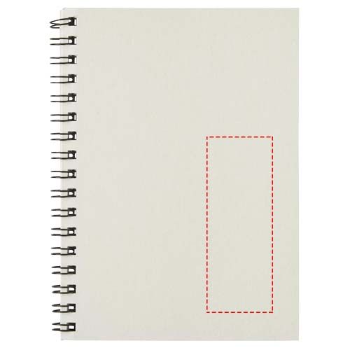 Standskizze: Druckverfahren Farbprägung auf Position „unten rechts (max. 30 x 80 mm)“ – Desk-Mate® A6 farbiges Notizbuch mit Spiralbindung