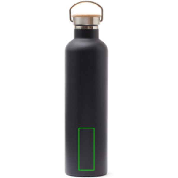 Standskizze: Druckverfahren Tampondruck auf Position „Artikel Vorderseite unten“ – VINGA Miles Thermosflasche 1000 ml Edelstahl, vakuumisoliert, schwarz