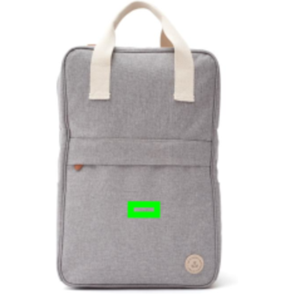 Standskizze: Druckverfahren PU-Etikett Sortino auf Position „Artikel Vorderseite unten“ – VINGA Sortino Kühlrucksack aus PET, bedruckbar mit Logo